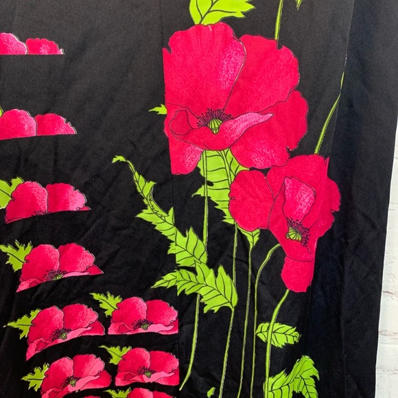 Vintage Lorraine Black Floral Kaftan Maxi Gown Size S 34” - Picture 3 of 6